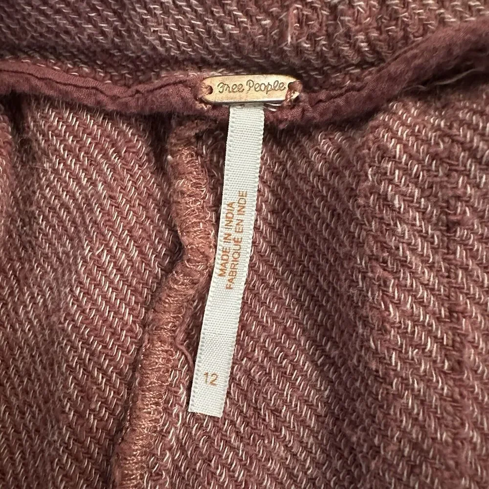 Free People Women’s Cropped Paper Bag Pants, Dusty Rose,‎ NO BELT, Size 12